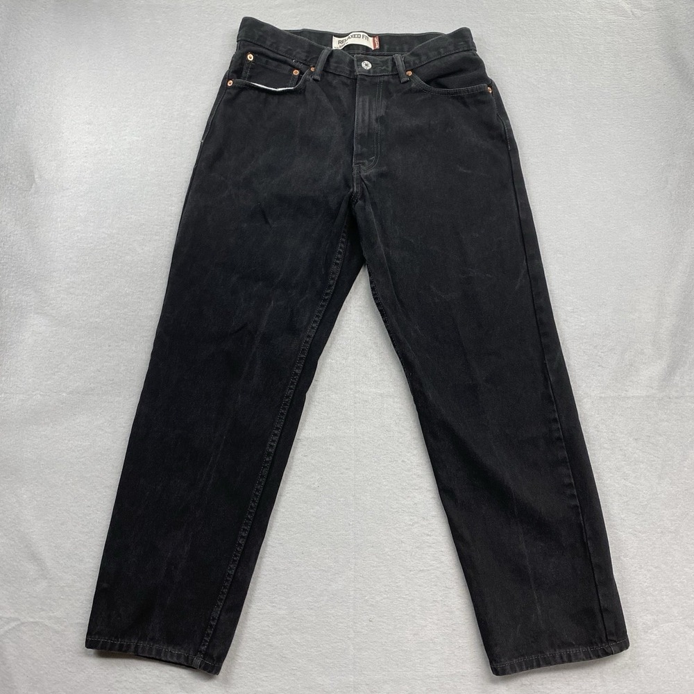 Levis Jeans Mens Fits 30x29 Black Denim Pants 550 Relaxed Straight Leg Cotton